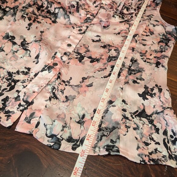 Tahari Arthur S Levine pink and black sleeveless blouse - size Medium - Picture 7 of 9